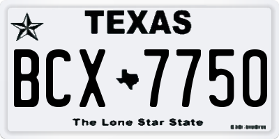 TX license plate BCX7750