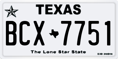 TX license plate BCX7751