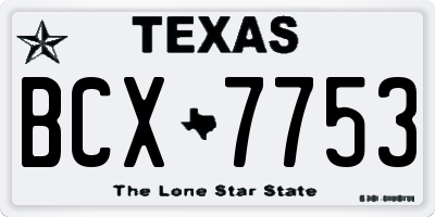 TX license plate BCX7753