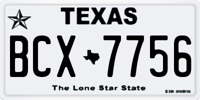 TX license plate BCX7756