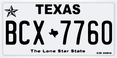 TX license plate BCX7760
