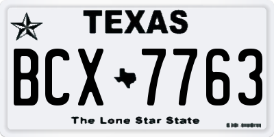 TX license plate BCX7763