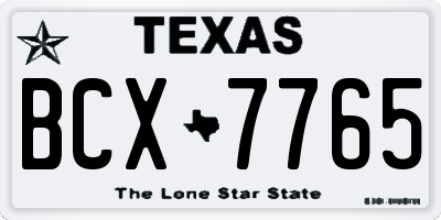 TX license plate BCX7765