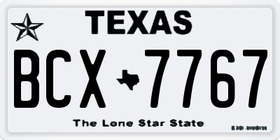 TX license plate BCX7767