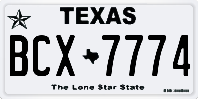 TX license plate BCX7774