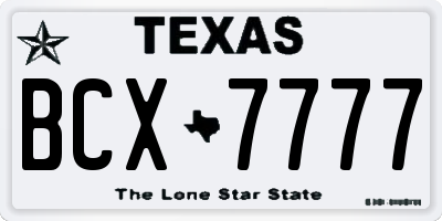 TX license plate BCX7777