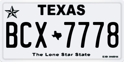 TX license plate BCX7778