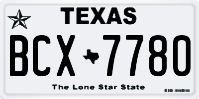 TX license plate BCX7780