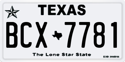 TX license plate BCX7781