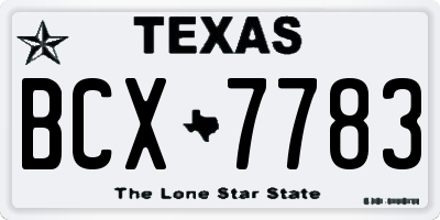 TX license plate BCX7783