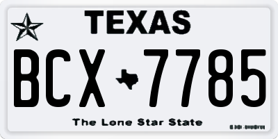 TX license plate BCX7785