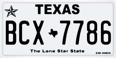 TX license plate BCX7786