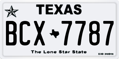 TX license plate BCX7787