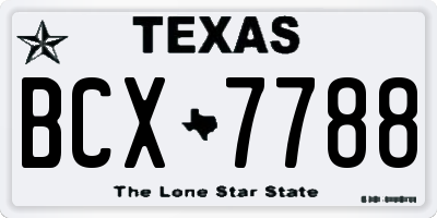 TX license plate BCX7788