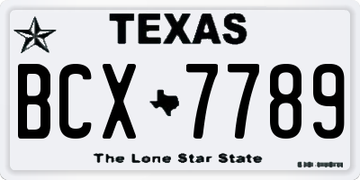 TX license plate BCX7789