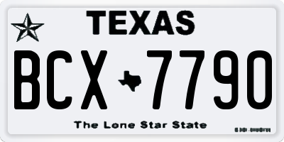 TX license plate BCX7790