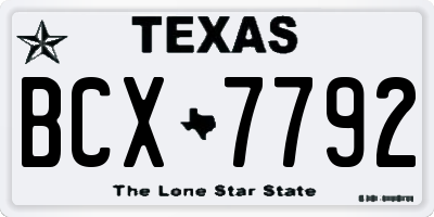 TX license plate BCX7792