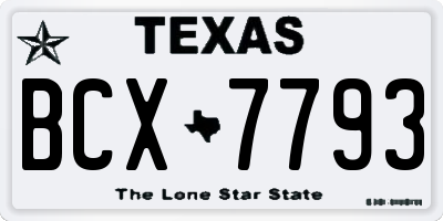 TX license plate BCX7793
