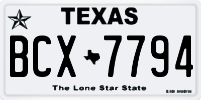 TX license plate BCX7794