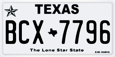 TX license plate BCX7796