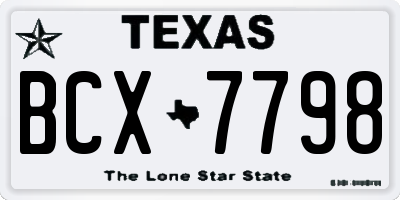 TX license plate BCX7798