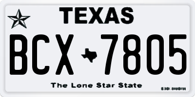 TX license plate BCX7805