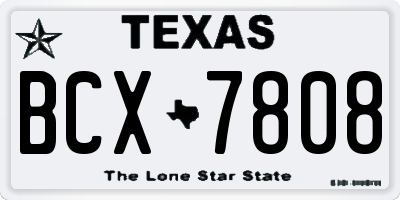TX license plate BCX7808