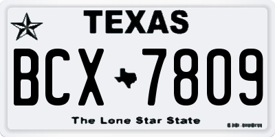TX license plate BCX7809