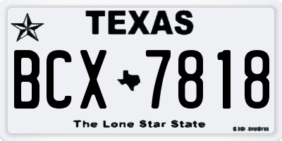 TX license plate BCX7818