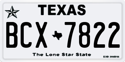 TX license plate BCX7822