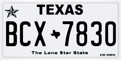 TX license plate BCX7830