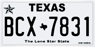 TX license plate BCX7831