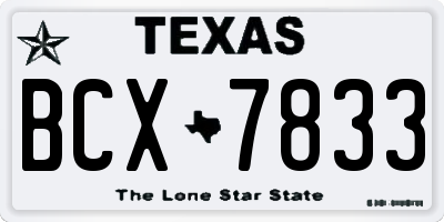 TX license plate BCX7833