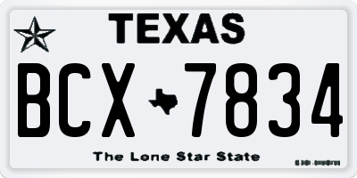 TX license plate BCX7834