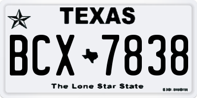 TX license plate BCX7838