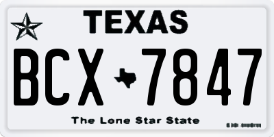 TX license plate BCX7847