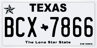 TX license plate BCX7866