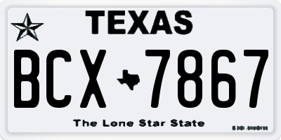 TX license plate BCX7867