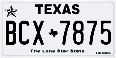 TX license plate BCX7875