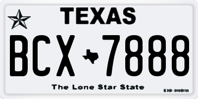 TX license plate BCX7888