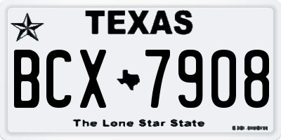 TX license plate BCX7908