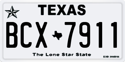 TX license plate BCX7911