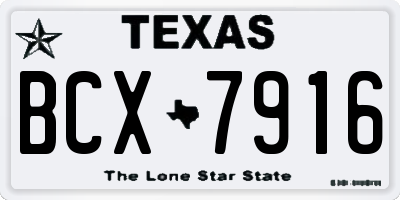 TX license plate BCX7916