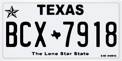 TX license plate BCX7918