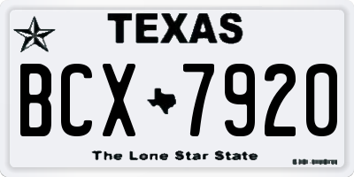 TX license plate BCX7920