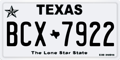 TX license plate BCX7922