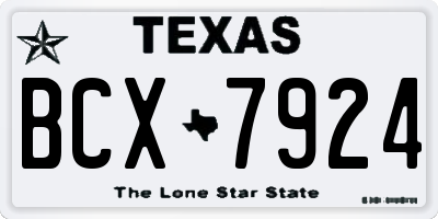 TX license plate BCX7924