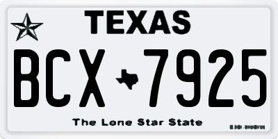 TX license plate BCX7925