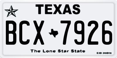 TX license plate BCX7926