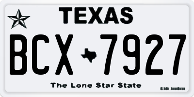 TX license plate BCX7927